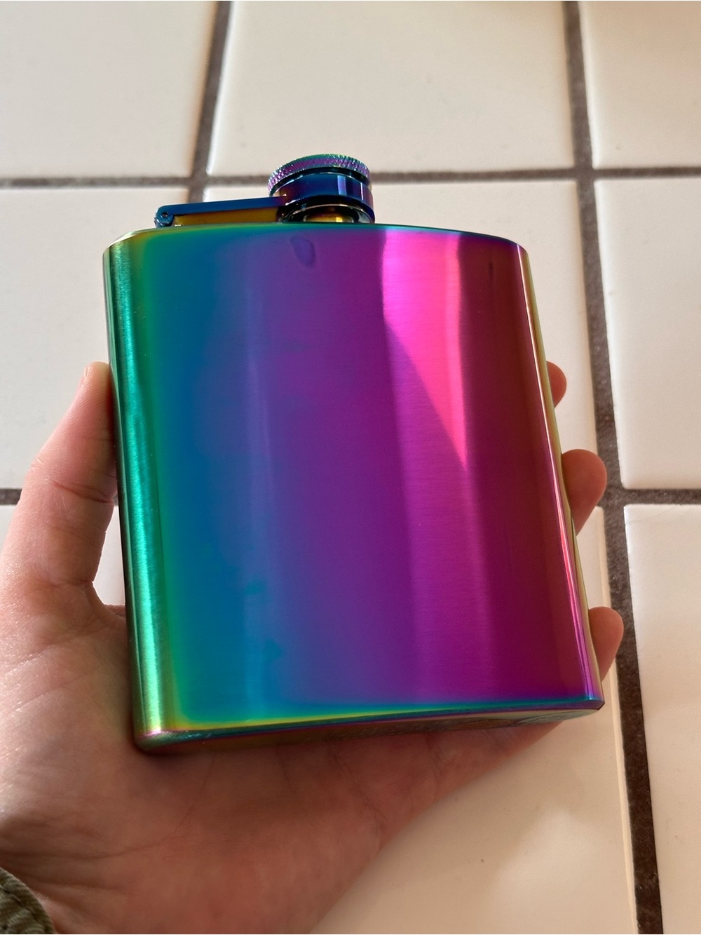 Iridescent Rainbow Stainless Steel Hip Flask